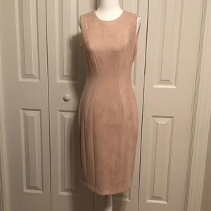 Calvin Klein Pink Faux Suede Fitted Dress Size 4